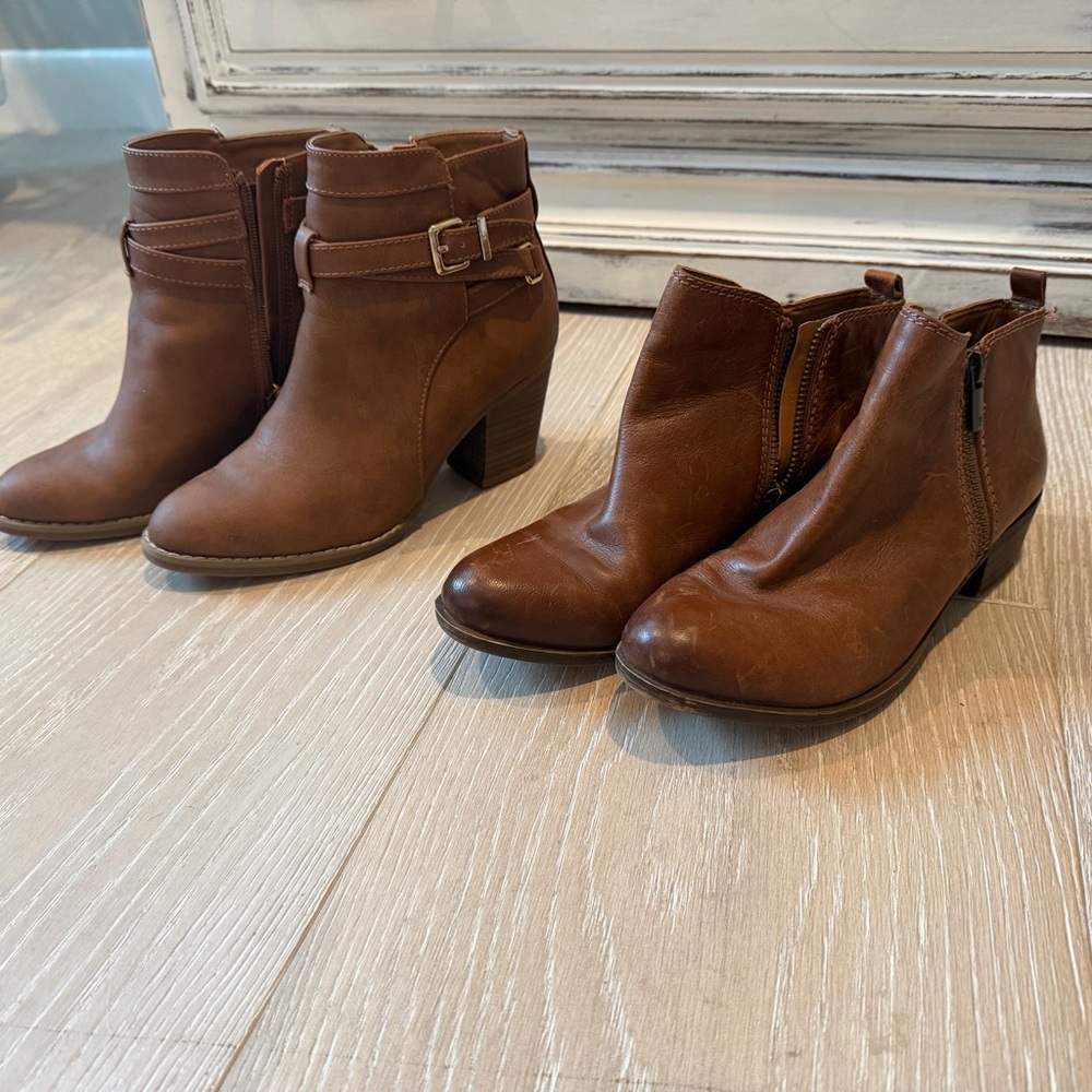Lucky Brand & Express Women's Brown Leather Ankle Booties